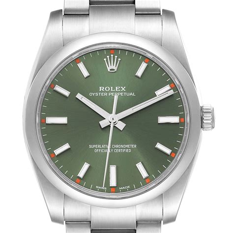 rolex olive green oyster perpetual 34mm|Rolex Oyster Perpetual 41mm silver.